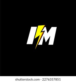 IM initial monogram logo for gaming with Gemoteric line thunder shape style design on isolated background