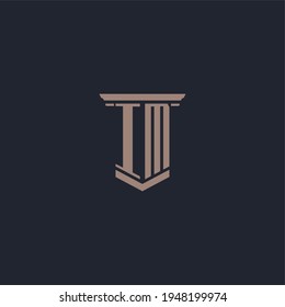 IM initial monogram logo with pillar style design