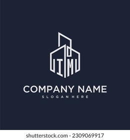 IM initial monogram logo for real estate with building style