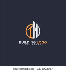 IM initial monogram logo for real estate with building style