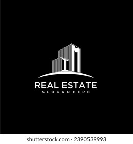 IM initial monogram logo for real estate with building style