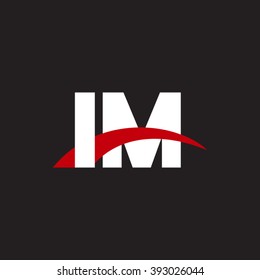 IM initial overlapping swoosh letter logo white red black background
