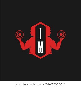 IM initials fitness sport gym logo design vector