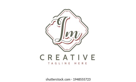 IM Initials, handwriting logo vector