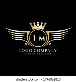 IM Letter Initial with Royal Wing Logo Template.