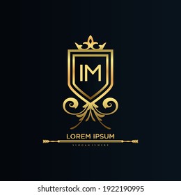 IM Letter Initials Royal Template. Elegant with crown logo vector, Creative Lettering Logo Vector Illustration.