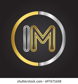 IM Letter logo in a circle. gold and silver colored. Vector design template elements for your business or company identity.