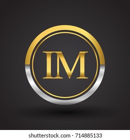 IM Letter logo in a circle, gold and silver colored. Vector design template elements for your business or company identity.