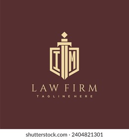 IM letter monogram for law firm with sword and shield logo image