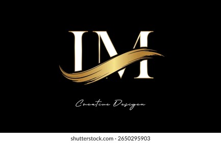 IM Letter Monogram Logo – Elegant Gold Brush Stroke Letter mark for Luxury Branding, Fashion, Boutique  Premium Identity Design
