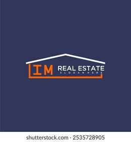 IM letter roof shape logo for real estate with house icon design