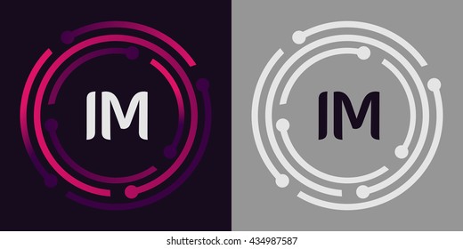 IM letters business logo icon design template elements in abstract background logo, design identity in circle, alphabet letter