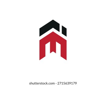 IM-Logo-Design. IM-Logo-Vorlage in Rot und Schwarz. MI-Logo, MI-Buchstabe