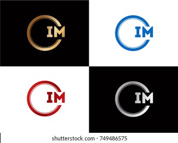 IM Logo. Letter Design Vector with Red and Black Gold Silver Colors