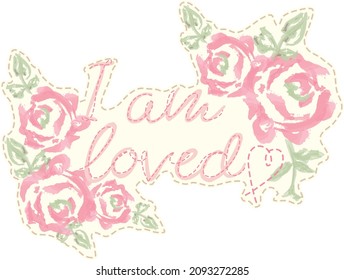 "I'm loved" vector lettering applique print design for babies