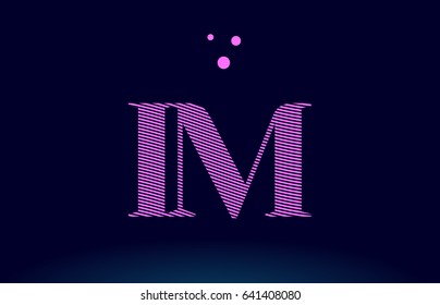 im i m alphabet letter logo pink line stripes magenta purple blue font creative text dots company vector icon design template