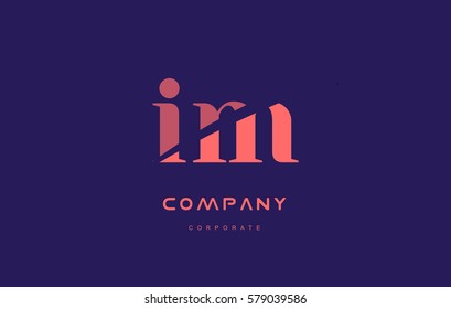 im i m alphabet small letter blue pink creative design vector company logo icon template 