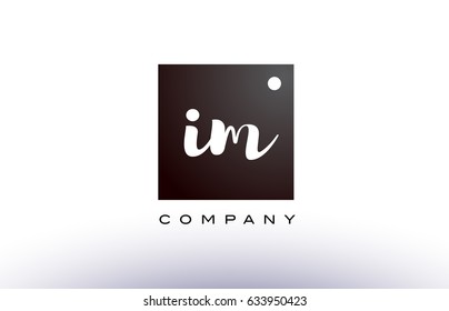 IM I M black white handwritten handwriting alphabet company letter logo square design template dot dots creative abstract