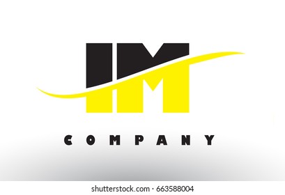 IM I M  Black and Yellow Letter Logo with White Swoosh and Curved Lines.