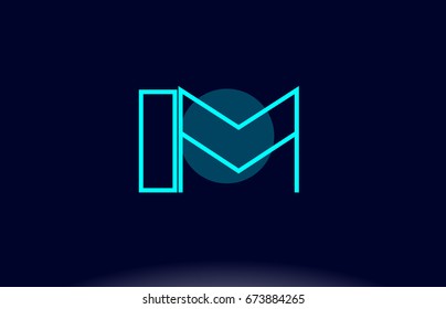 im i m blue line circle letter logo alphabet creative company vector icon design template