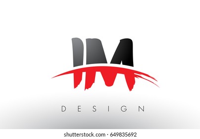 IM I M Brush Logo Letters Design with Red and Black Colors and Brush Letter Concept.