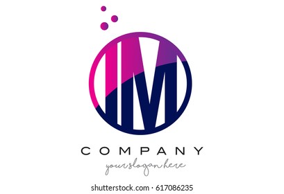 IM I M Circle Letter Logo Design with Purple Magenta Dots Bubbles Vector Illustration