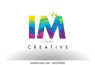 IM I M Colorful Letter Design with Creative Origami Triangles Rainbow Vector.