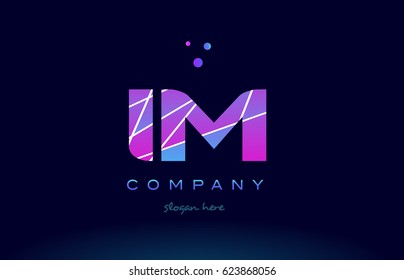im i m  creative color blue background pink purple magenta alphabet letter company logo vector icon