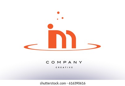 IM I M creative orange swoosh dots alphabet company letter logo design vector icon template