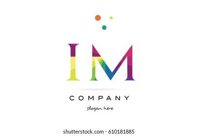 im i m  creative rainbow colors colored alphabet company letter logo design vector icon template