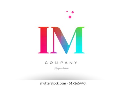 IM I M creative rainbow colors colored artistic alphabet company letter logo design vector icon template