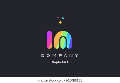 im i m  creative rainbow green orange blue purple magenta pink artistic alphabet company letter logo design vector icon template