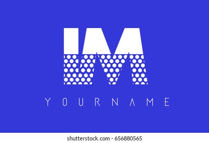 IM I M Dotted Pattern Letter Logo Design Vector with Blue Background.