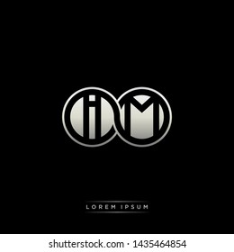 IM I M initial letter linked circle capital monogram logo modern template silver color edition