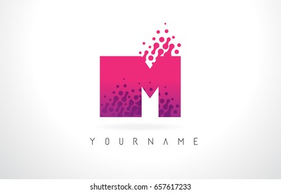 IM I M Letter Logo with Pink Letters and Purple Color Particles Dots Design.