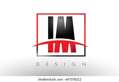 IM I M Logo Letters with Red and Black Colors and Swoosh. Creative Letter Design Vector.