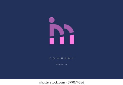 im i m  pink blue pastel modern abstract alphabet company logo design vector icon template 