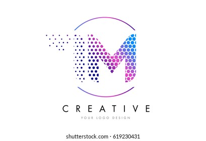 IM I M Pink Magenta Dotted Bubble Letter Logo Design. Dots Lettering Vector Illustration