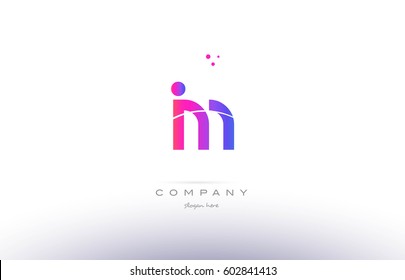 im i m  pink purple modern creative gradient alphabet company logo design vector icon template