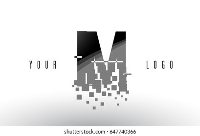 IM I M Pixel Letter Logo with Digital Shattered Black Squares. Creative Letters Vector Illustration.