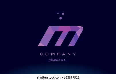 im i m polygon polygonal letter alphabet text pink purple dots creative company logo vector icon design template