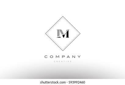 im i m  retro vintage black white alphabet company letter logo line design vector icon template 