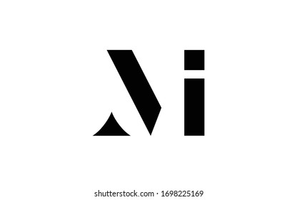 IM or MI and I or M Letter Initial Logo Design, Vector Template