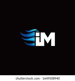 IM monogram logo with blue fire style design template
