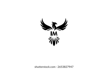 Monograma de IM Phoenix Logo Black Eagle Emblem on White Background