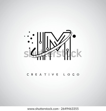 IM Orbit Monogram Logo – Futuristic Minimal Letter mark with Circular Line Art, Tech-Inspired Dots and Space Motion Concept for Modern Branding Identity