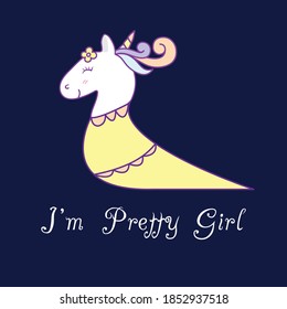 Im pretty girl typography slogan with horse for t shirt printing, tee graphic design.