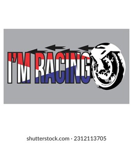 IM RACING text vector colorful, sticker design icon.