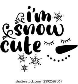 im snow cute christmas black vector graphic design and cut file