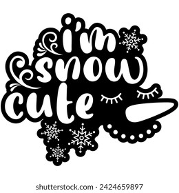 im snow cute christmas black vector graphic design and cut file